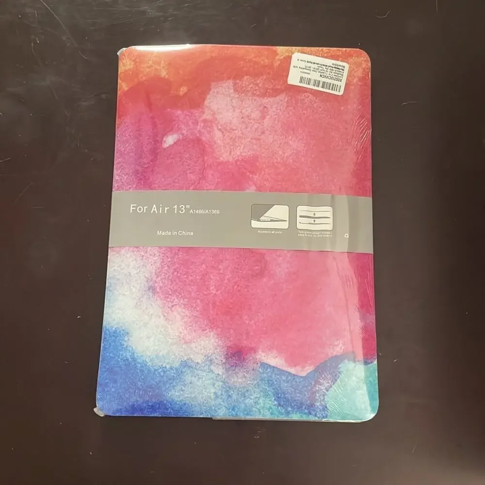 MacBook Air 13” rainbow watercolor design shell case